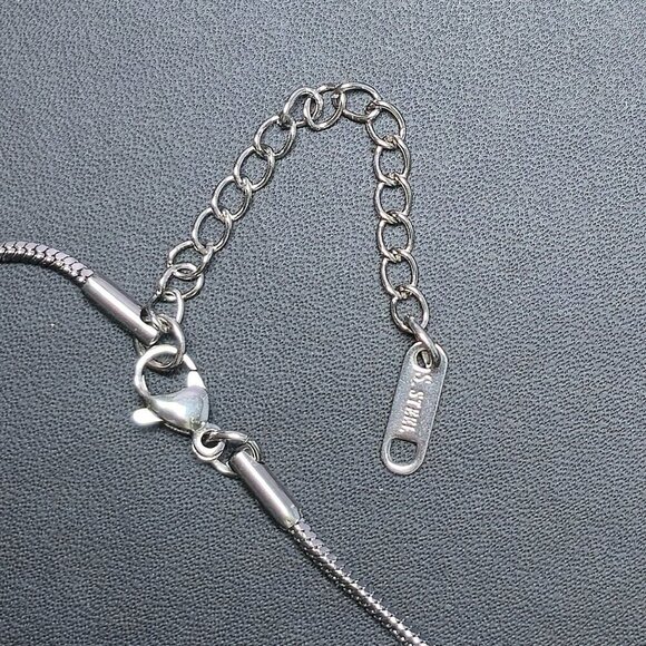 Multi Gemstone Cluster Pendant Necklace in Stainless Steel - Picture 4 of 5